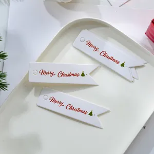 Christmas gift wrapping tags with merry christmas text and tree print set of 100 pcs