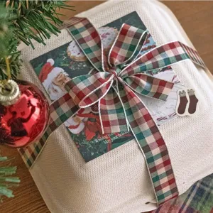 Nastro scozzese di Natale largo 1,5 cm per confezione regalo, nastro decorativo festivo.