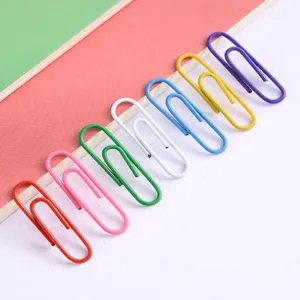 Colorful metal paper clips set, Morandi color office stationery and gift card accessories.