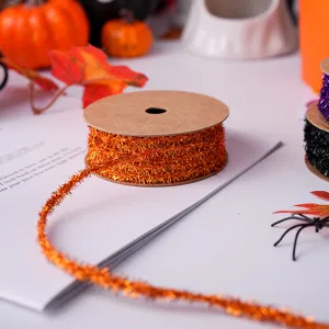 Cinta de oropel metálica naranja para envolver regalos de Halloween y decoración de fiesta.