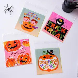 Halloween Selbstklebende Kekstüten 10cm Kürbis Snack Verpackungsbeutel 4 Stück Set