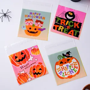 10cm Halloween selbstklebende Beutel fuer Kekse, Backen Verpackung transparente Snackbeutel