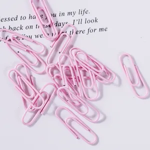 Pink paper clips set, cute Morandi color metal clips for office school and gift wrapping
