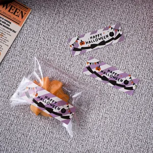 Halloween long strip sealing stickers with cute pumpkin ghost design for gifts 8pcs