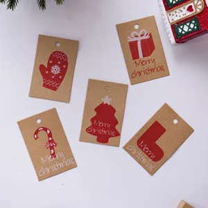 Kraft paper Christmas gift tags set, DIY decorative hanging labels for holiday gift wrapping.