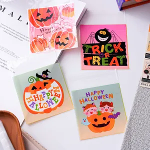 10cm Halloween Selbstklebende Beutel, Transparente Kürbis Kekstüten für Backen Party Dekoration