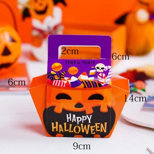 Halloween pumpkin candy box paper tote bag treat packaging for party favor gift containers