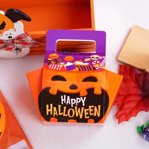 Halloween pumpkin candy paper box cute treat box gift packaging for party favor supplies