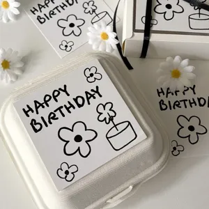 Ins style birthday greeting card set with gift box and cute flower design for parties and events