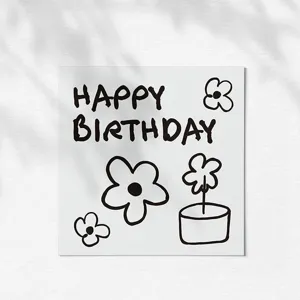Minimalist ins style happy birthday greeting card for flower bouquet gift message.