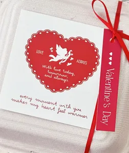 Valentinstag Herz Engel quadratische Grußkarte Geschenkverpackung Papier Nachrichtendetails.