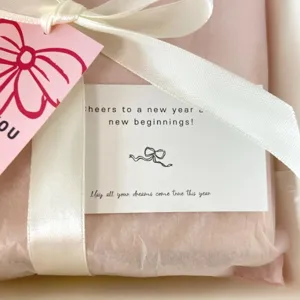 Gift packaging thank you card with ribbon decorative hanging tag for holiday gift box decoration