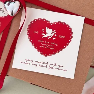Valentinstag Grußkarte quadratisch Liebesengel Nachrichtenkarte Geschenkpapier 50Stk