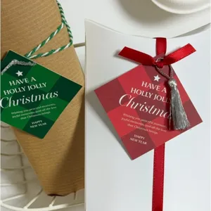 Christmas gift cards diamond hanging tags holiday greeting message labels packing decoration