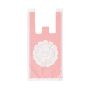 Large pink lace vest plastic shopping bag, gift packaging bag for apparel, party and takeout.