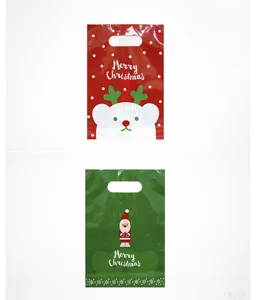 Weihnachten Plastiktüten Geschenkbeutel mit Rentier und Weihnachtsmann Motiv, 50 Stk