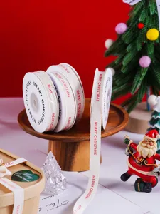 Christmas ribbon rolls merry christmas gift wrapping DIY craft fabric holiday decoration