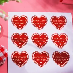 Foglio adesivi cuore san valentino design pizzo rosso speciale per te etichetta regalo 9pz