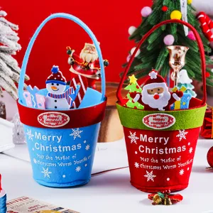 Cartoon Weihnachten Filz Tragetasche Mit Weihnachtsmann Schneemann Muster Für Feiertag Bäckerei Geschenkverpackung Süße Ornamente Hängende Dekoration Tasche