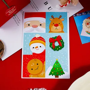 Christmas sticker sheet with cute Santa and reindeer designs for holiday gift sealing and crafts.