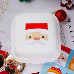 Christmas square box with cute Santa Claus sticker holiday festive packaging baking seal sticker