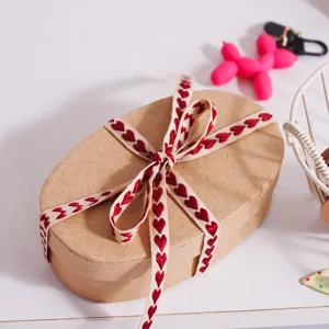 Valentine's Day red heart fabric ribbon gift wrapping webbing decorative rope for packaging.