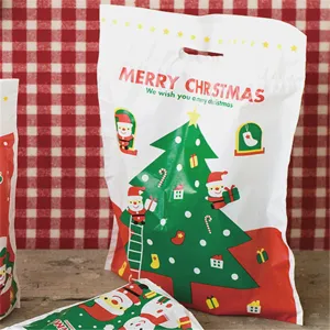 Weihnachten Kunststoff Hemdchen Geschenktüten Groß Rot Weihnachtsbaum Muster Festliche Party Verpackungsbeutel Für Geschenke