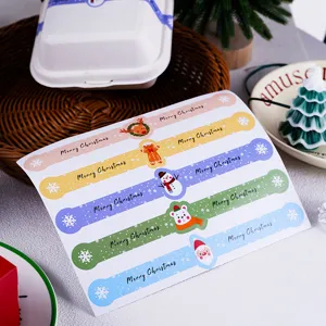 Weihnachts-Aufkleber lang für Geschenkboxen, Keksdosen, festliche Verpackungsdekoration.