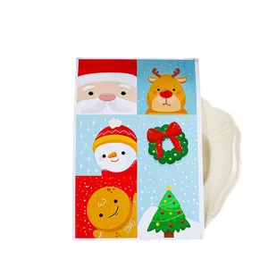 Cute Christmas sealing stickers, square baking adhesive labels with Santa snowman designs.