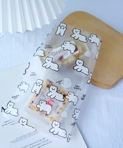 Cute cartoon frosted plastic cookie packaging bag stand-up pouch pastry storage bag 50pcs
