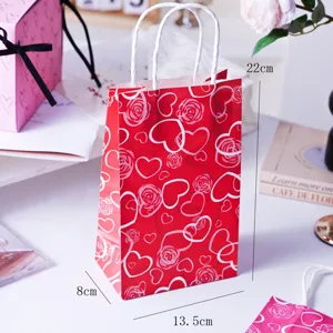 Rote und rosa Herz Rose Papier Geschenktüte für Valentinstag Party Verpackung und Einkauf.
