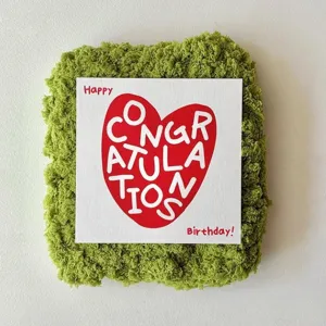 Square birthday greeting card with red heart design, perfect for gift wrapping and blessing messages.