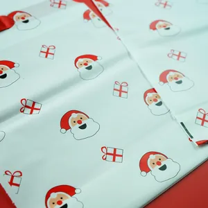 Christmas Santa Claus pattern plastic drawstring gift bags for holiday candy packaging and party favors.