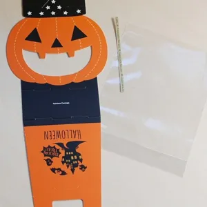 Halloween nougat biscuit boite d'emballage ensemble citrouille sachet bonbon transparent