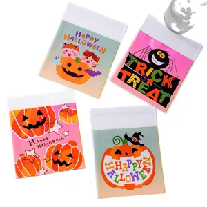 10cm Halloween Selbstklebende Beutel süße Kürbis Keksbeutel transparente Snackverpackung 4St