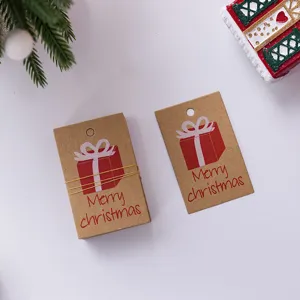 Kraft paper Christmas gift tags, DIY holiday hanging labels for present packaging decoration.
