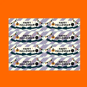 Halloween sticker sheet set with cute pumpkin and black cat designs for gift sealing.
