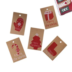 Christmas gift tags kraft paper DIY decorative labels with assorted holiday festive prints.