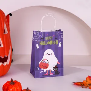 Halloween δώρο χάρτινη τσάντα μωβ φάντασμα κολοκύθα καραμέλα πάρτι συσκευασία 2025
