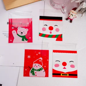 Bolsas autoadhesivas de navidad para galletas empaque 4 en 1 para dulces y pasteles