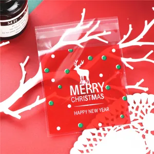Christmas self-adhesive candy packaging bag, clear plastic biscuit and baking gift bag