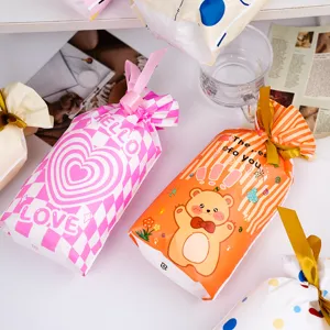 Bolsas de regalo de plástico con cordón de oso y conejo para divertidas fiestas infantiles