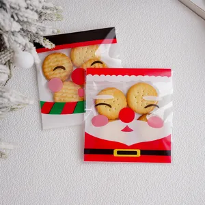 Bolsas de embalaje para galletas de Navidad, bolsas de celofán transparentes para golosinas.