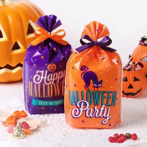 Halloween Cookie Bags OPP Plastic Flat Packing Gift Bags Cute Cartoon Pumpkin Witch Treat Bags For Home Baking Candy Packaging