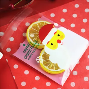 Pink Santa self-adhesive candy packaging bag, cute cookie bag for Christmas gifts and baking.