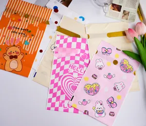 Bolsas de plástico con cordón de oso y conejo de dibujos animados lindos para regalos