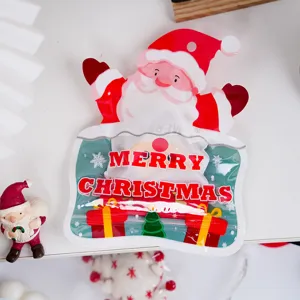 Christmas shaped packaging bag for baking nougat candy, cute Santa self-adhesive gift pouch.