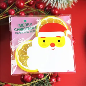 Pink Santa self-adhesive candy packaging bag for Christmas cookie baking gift packaging main