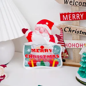 Christmas Santa shaped self-adhesive packaging bags for bakery cookies nougat candy 50pcs