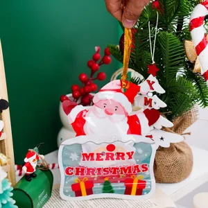Christmas hanging packaging bag Santa Claus shape self adhesive bag for bakery and candy